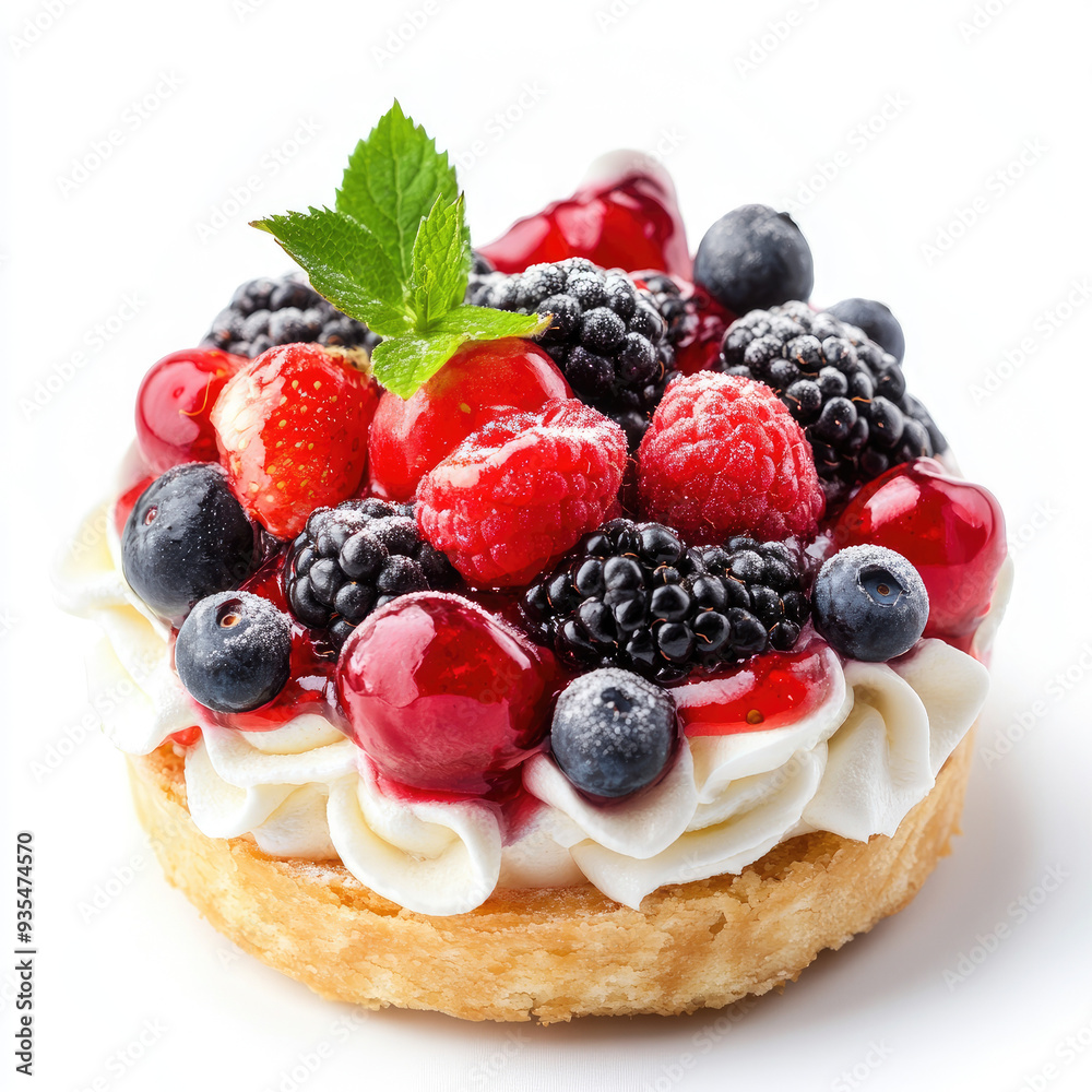 Berry dessert close-up, isolated, on a white background. Illustration for advertising sweet pastries, confectionery, printing on the menu of catering establishments. Berry dessert close-up, isolated, on a white background. Illustration for advertising sweet pastries, confectionery, printing on the menu of catering establishments.