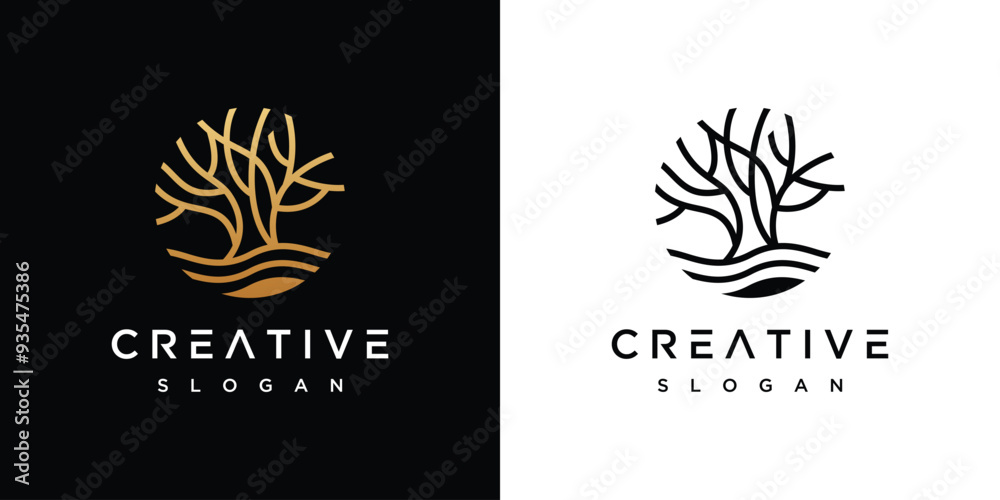 Natural Vector Tree Logo. Growth Design Template Natural Vector Tree Logo. Growth Design Template