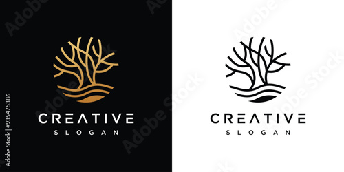 Natural Vector Tree Logo. Growth Design Template	