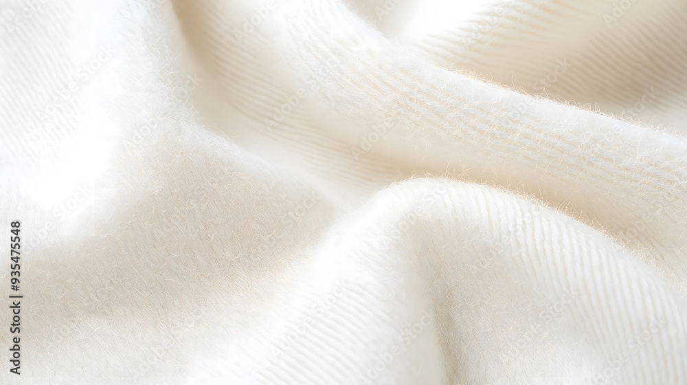 Close-Up of Fine Cotton Fabric Texture: Detailed Fibers on a Smooth Surface, Isolated on White Background Close-Up of Fine Cotton Fabric Texture: Detailed Fibers on a Smooth Surface, Isolated on White Background