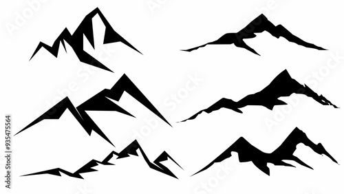 Set of mountain silhouette vector illustration