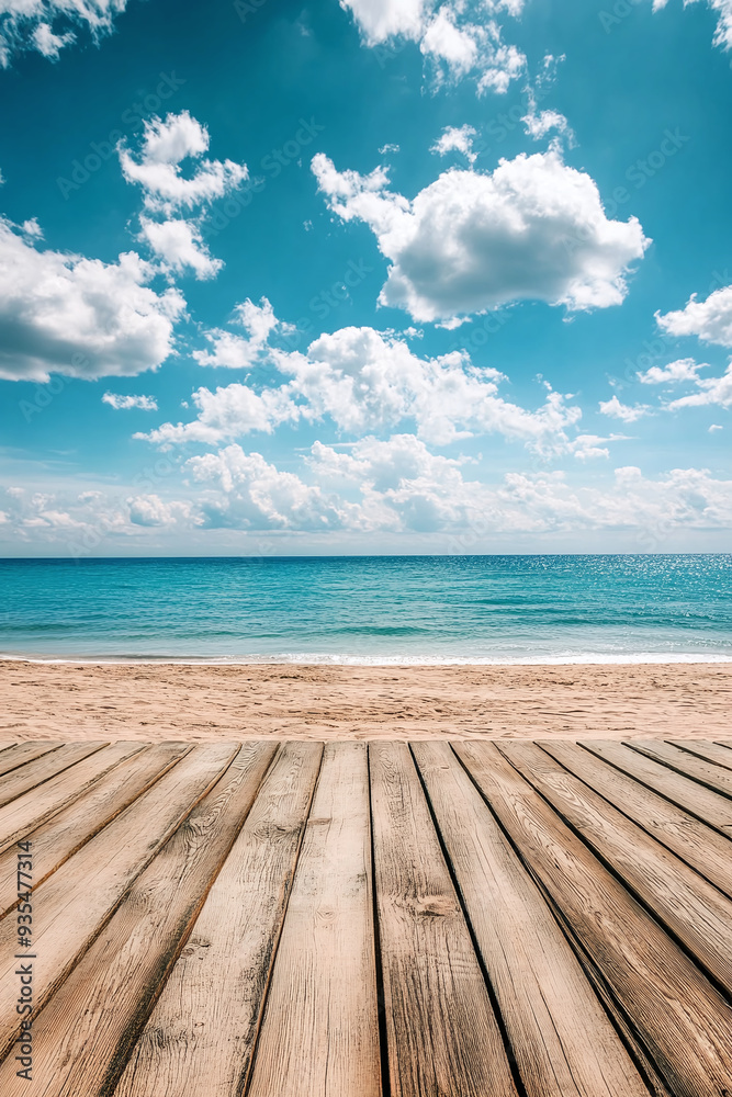Wooden tables for displaying products against a bright blue beach background. Ai generate.
Wooden tables for displaying products against a bright blue beach background. Ai generate.