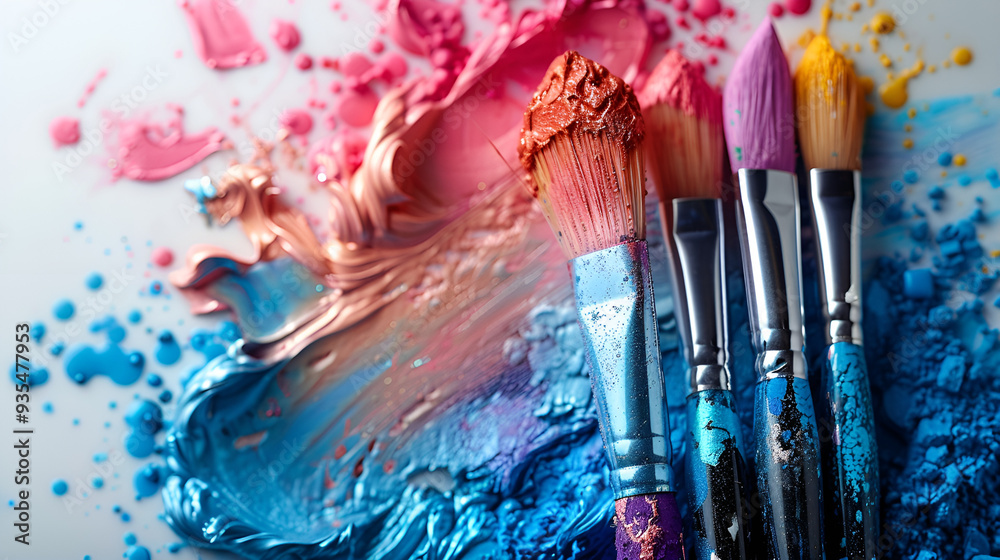 Fototapeta premium paint brushes on a white surface