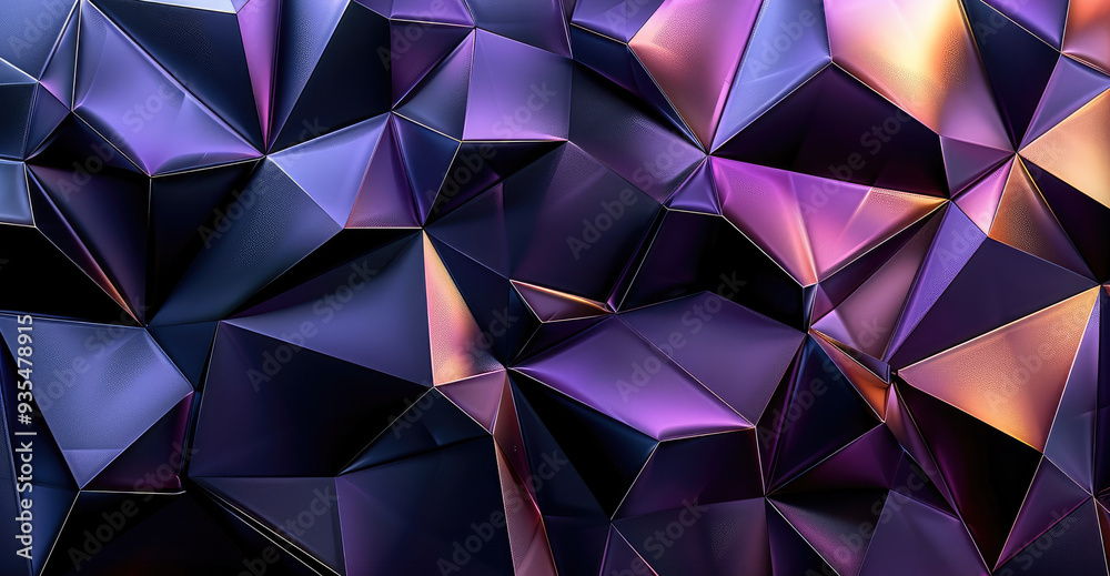 Fototapeta premium Abstract modern background in black and deep purple. Shape in a geometric manner. 3d effect. Angles, triangles, lines. Generative AI.