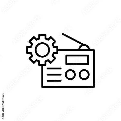 Radio repair outline icons, minimalist vector illustration ,simple transparent graphic element .Isolated on white background