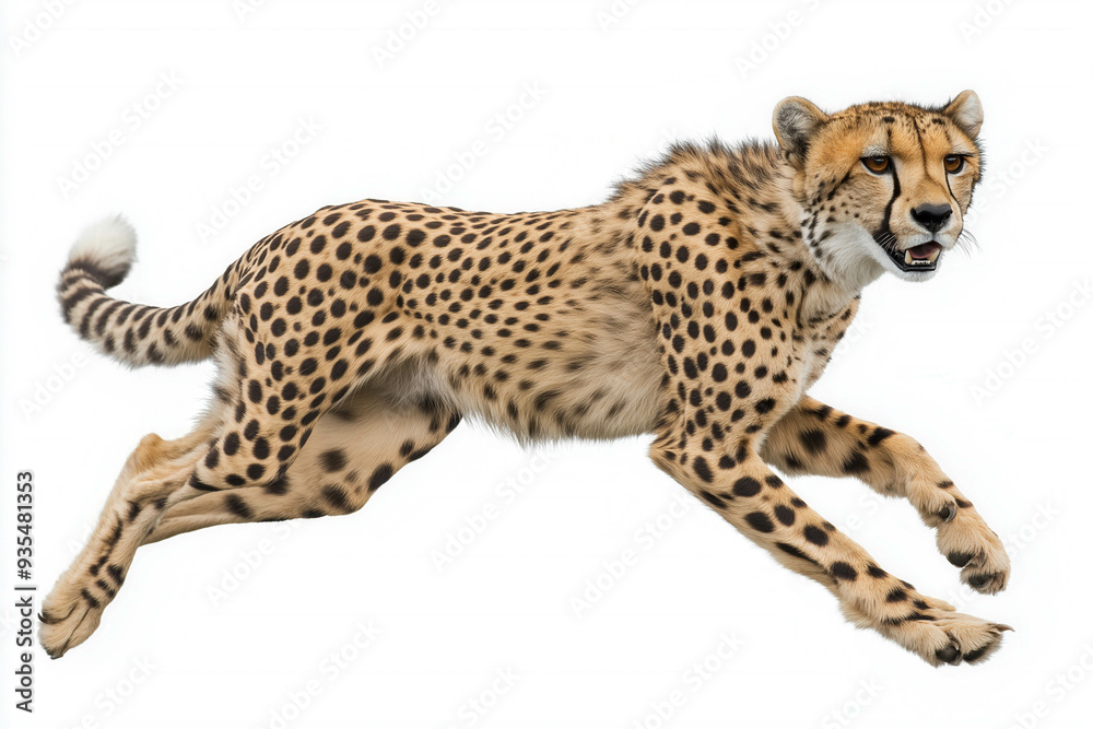 Cheetah Running White Background