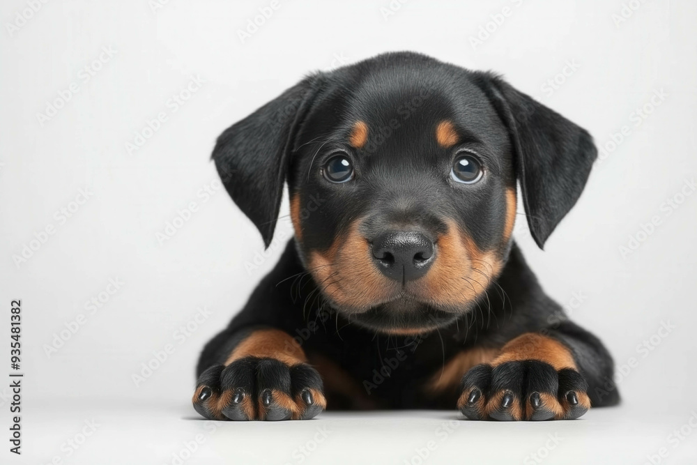 Doberman Puppy On White Background Doberman Puppy On White Background