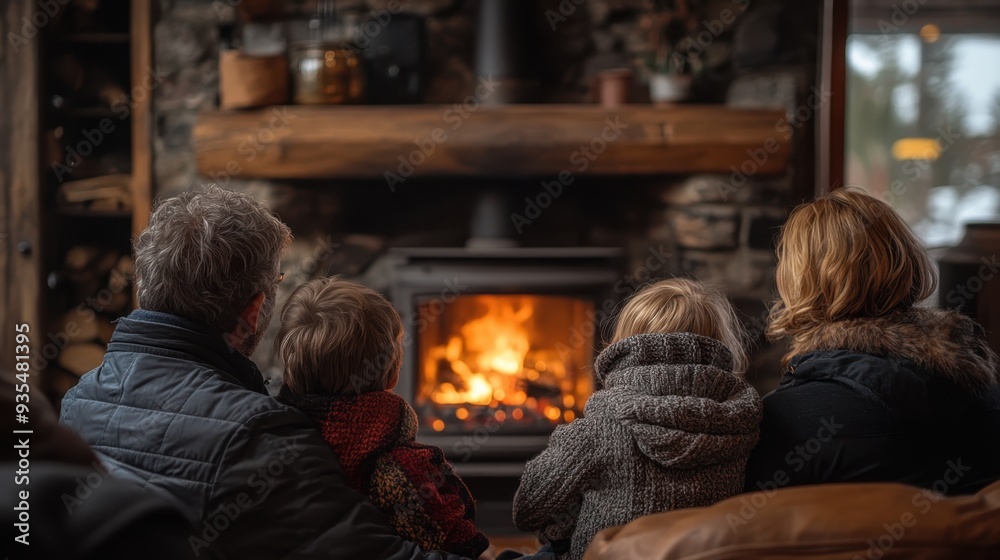 Cozy Family Time by the Fireplace - Bonding and Warmth Cozy Family Time by the Fireplace - Bonding and Warmth