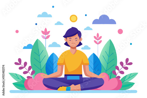 Woman Meditating in Nature with Eyes Closed