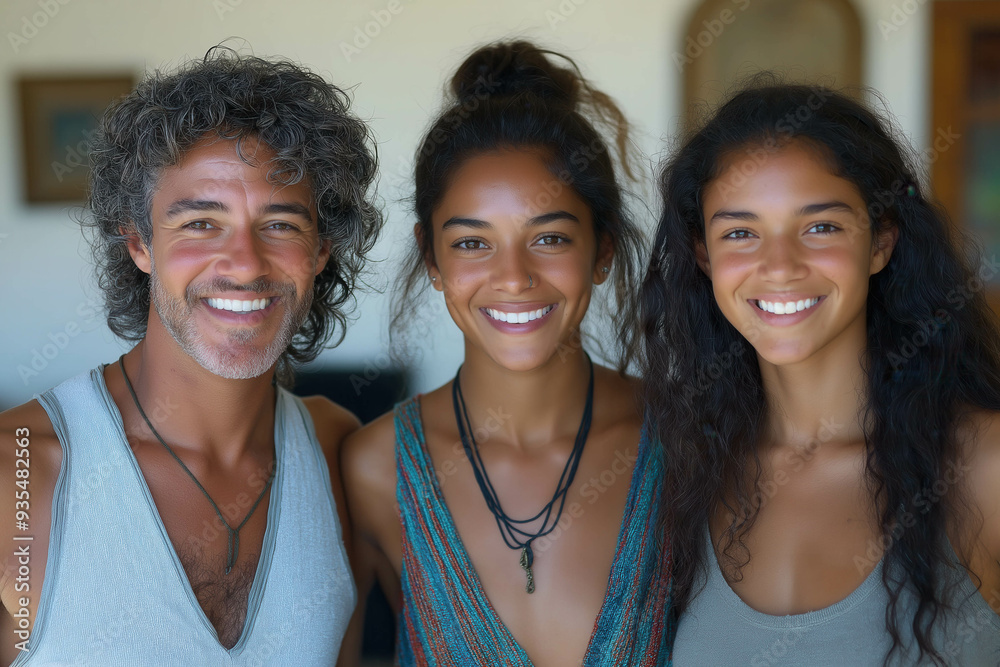 Fototapeta premium Mixed Race Family On White Background