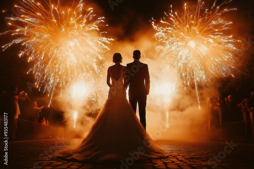 Pyrotechnics Show On A Wedding