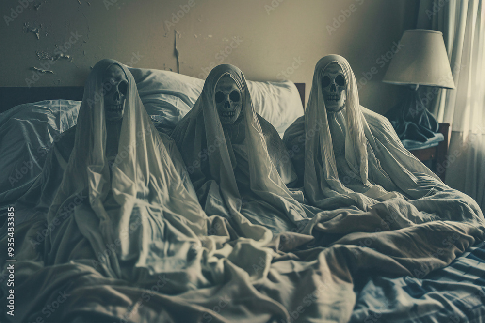 Realistic illustration of a creepy ghost afterlife AI concept Realistic illustration of a creepy ghost afterlife AI concept