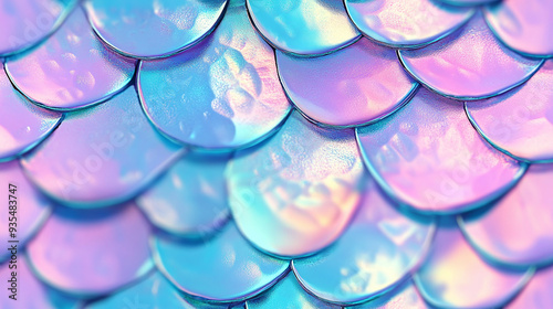 A seamless pattern with minimalistic iridescent mermaid scales pattern. - pastel colors, pink purple blue green teal. 