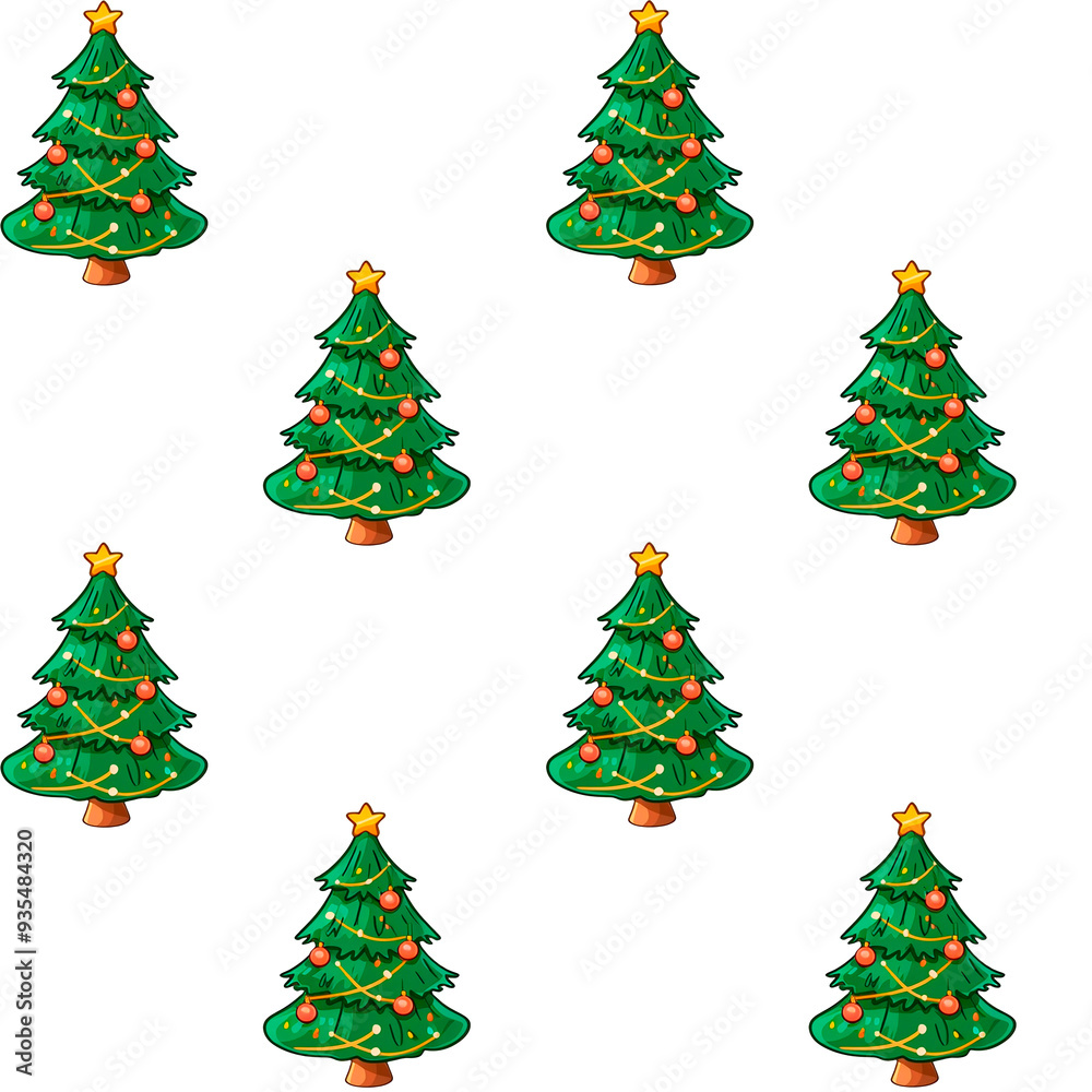 Seamless New Year's pattern with a Christmas tree on a white background for New Year's decor Seamless New Year's pattern with a Christmas tree on a white background for New Year's decor