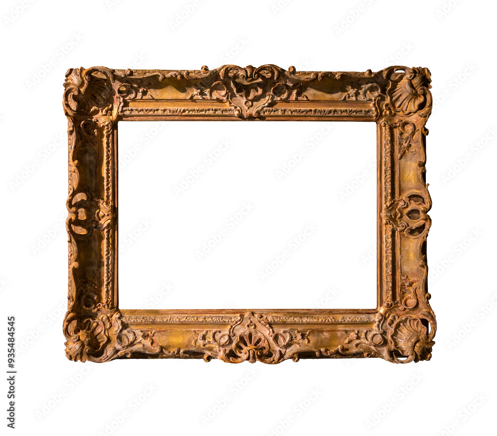 Blank gold frame isolated on transparent background. Horizontal Blank gold frame isolated on transparent background. Horizontal