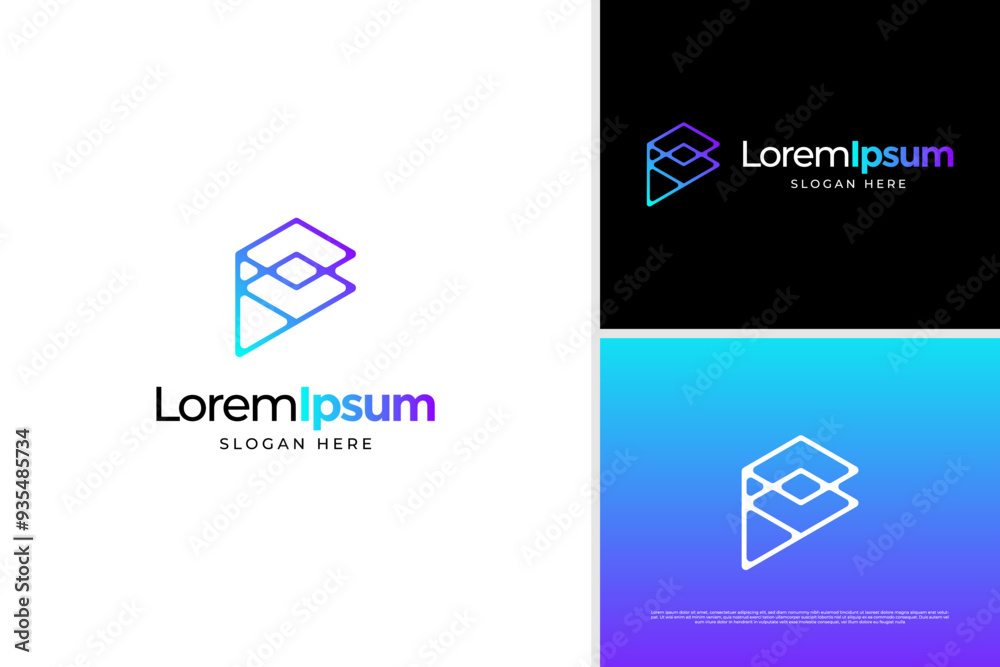 Geometric letter P digital logo vector design template Geometric letter P digital logo vector design template
