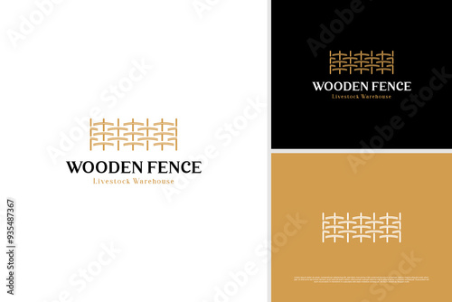 Wooden fence livestock barn logo design template