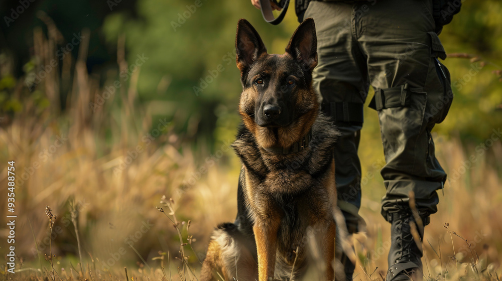 Police dog in action during a drug detection operation Police dog in action during a drug detection operation