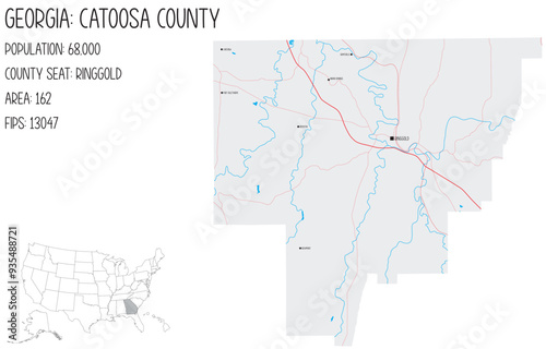 Large and detailed map of Catoosa County in Georgia, USA.
