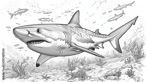 Wallpaper Mural Get up close and personal with sharks in this detailed coloring book. From the fearsome tiger shark to the graceful whale shark, you'll find a variety of species to color and learn about. Torontodigital.ca