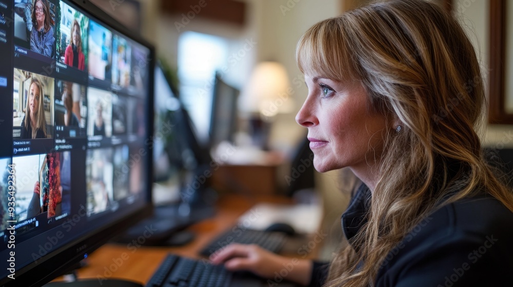 Woman Focused on Video Woman Focused on Video