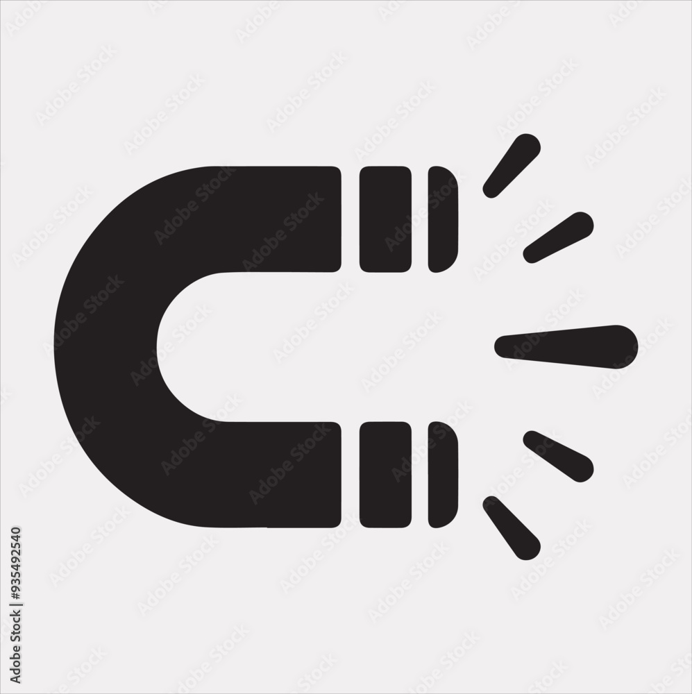 Magnet icon Vector silhouette illustration icon on a white background Magnet icon Vector silhouette illustration icon on a white background