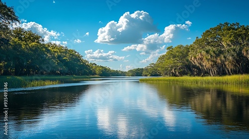 Pellicer Creek conservation area on East Coast Florida landscape view : Generative AI photo