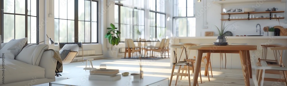 Obraz premium scandinavian loft apartment. 3d rendering. 