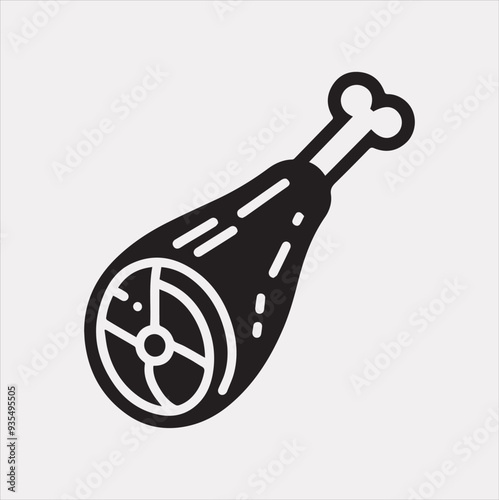 meat leg icon Vector silhouette illustration icon on a white background