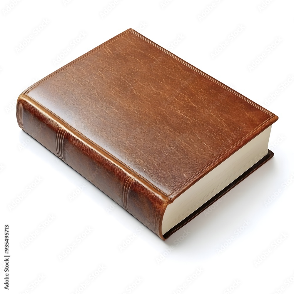 Closeup Detailed View of Elegant Leather Bound Book on Wooden Surface Closeup Detailed View of Elegant Leather Bound Book on Wooden Surface