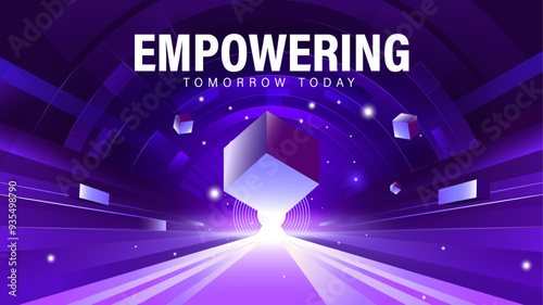 Empowering tommorrow and today tech background is perfect for tech events, conferences, and exhibitions. Abstract, futuristic design with innovation and progress in technology