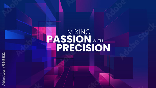 Mixing passion with precision in a cutting-edge, high-tech background, ideal for tech events, conferences, and exhibitions. The abstract, futuristic design reflects innovation and progress in tech.
