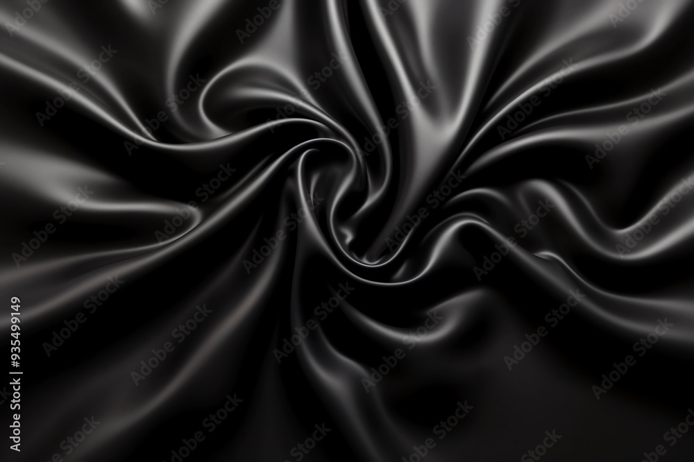 Elegant black silk swirls with smooth curves and folds Elegant black silk swirls with smooth curves and folds