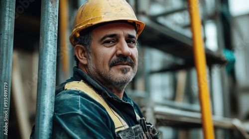 Obraz na płótnie Construction Worker in Yellow Hard Hat w salonie