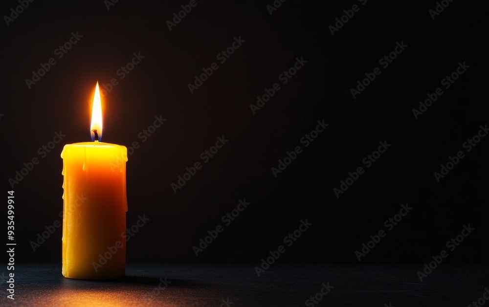 A burning candle in a dark room, with shadows dancing on the walls. A burning candle in a dark room, with shadows dancing on the walls.
