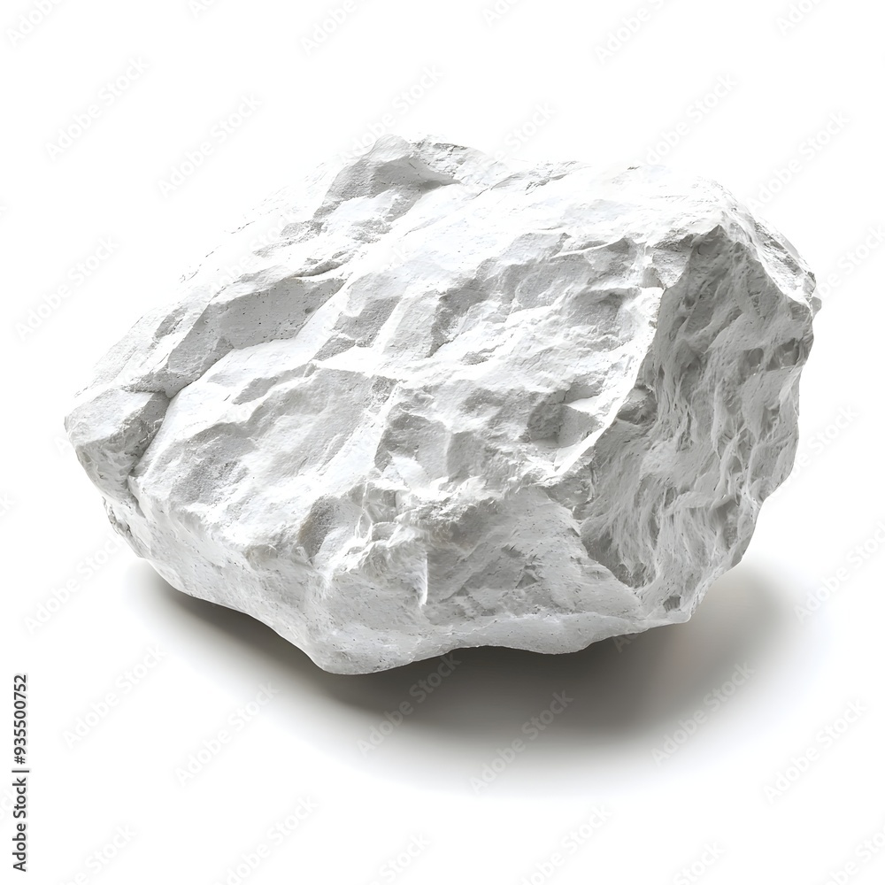 Photo of Rough Chalk Nugget on White Background Photo of Rough Chalk Nugget on White Background