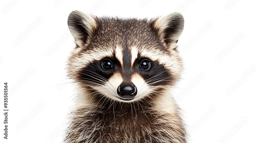 Portrait of a funny raccoon closeup isolated on white background : Generative AI Portrait of a funny raccoon closeup isolated on white background : Generative AI