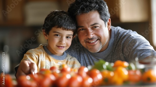 12082007 493 A father teaching his son how to cook a special dish --ar 16:9 --style raw --stylize 250 --v 6.1 Job ID: f2896478-dbb0-411f-bae1-8189675c8960 photo