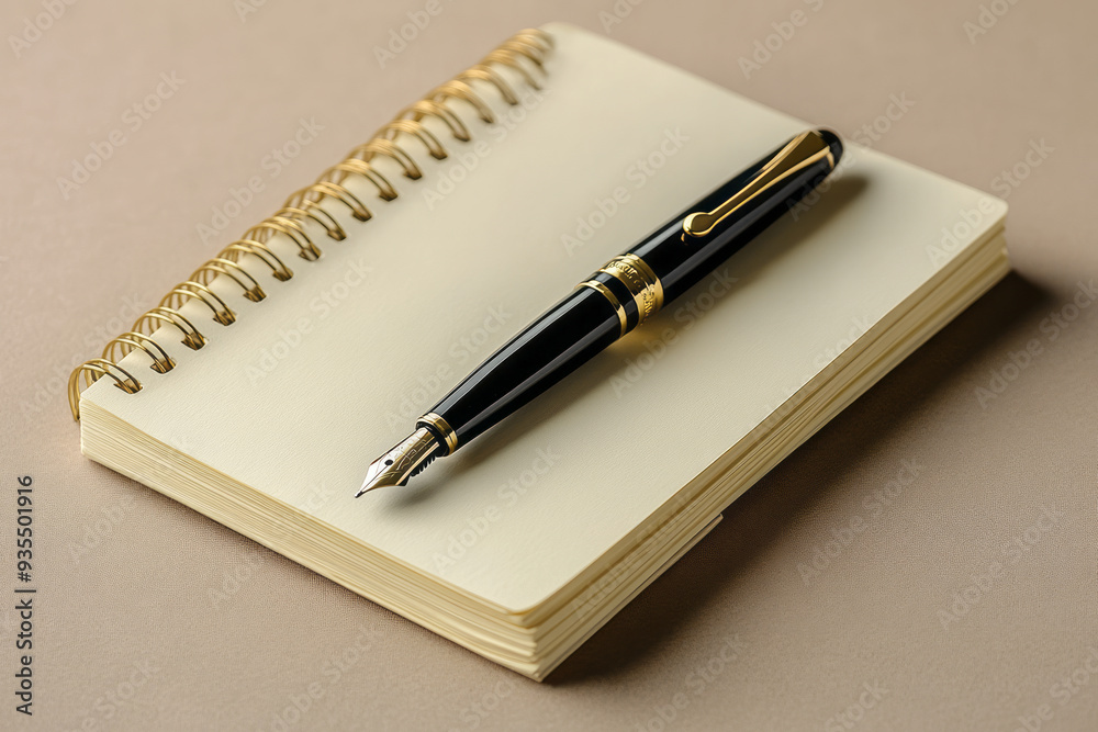 A blank notebook with a pen, isolated on a pastel beige background, capturing the power of independent thought and creativity, A blank notebook with a pen, isolated on a pastel beige background, capturing the power of independent thought and creativity,