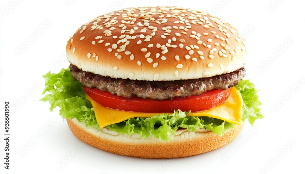 Juicy Cheeseburger with Sesame Seed Bun. Juicy Cheeseburger with Sesame Seed Bun.