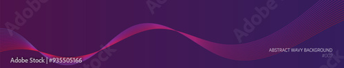 Abstract long background with flowing pink lines forming a wave shape over a purple gradient mesh