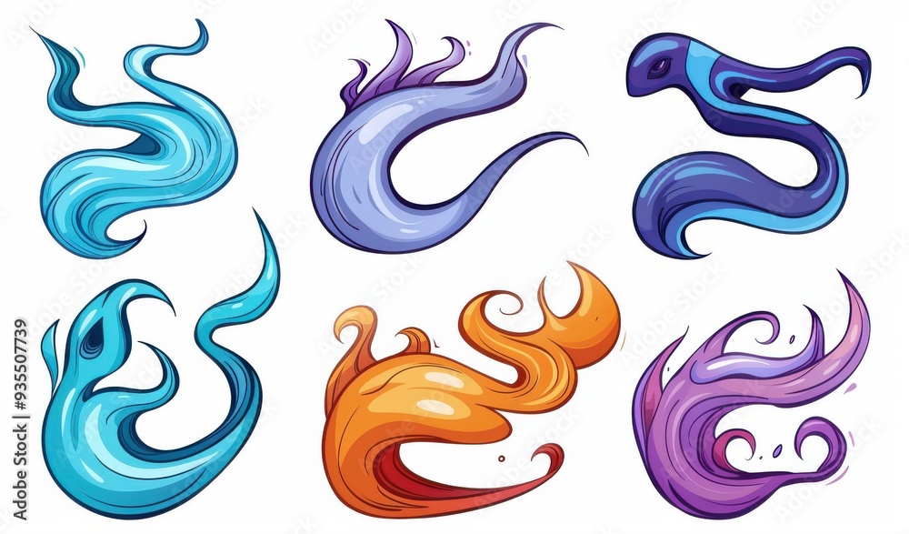 Obraz premium Bright and vibrant smoke adds a fun twist to any design, perfect for playful illustrations and creative projects.