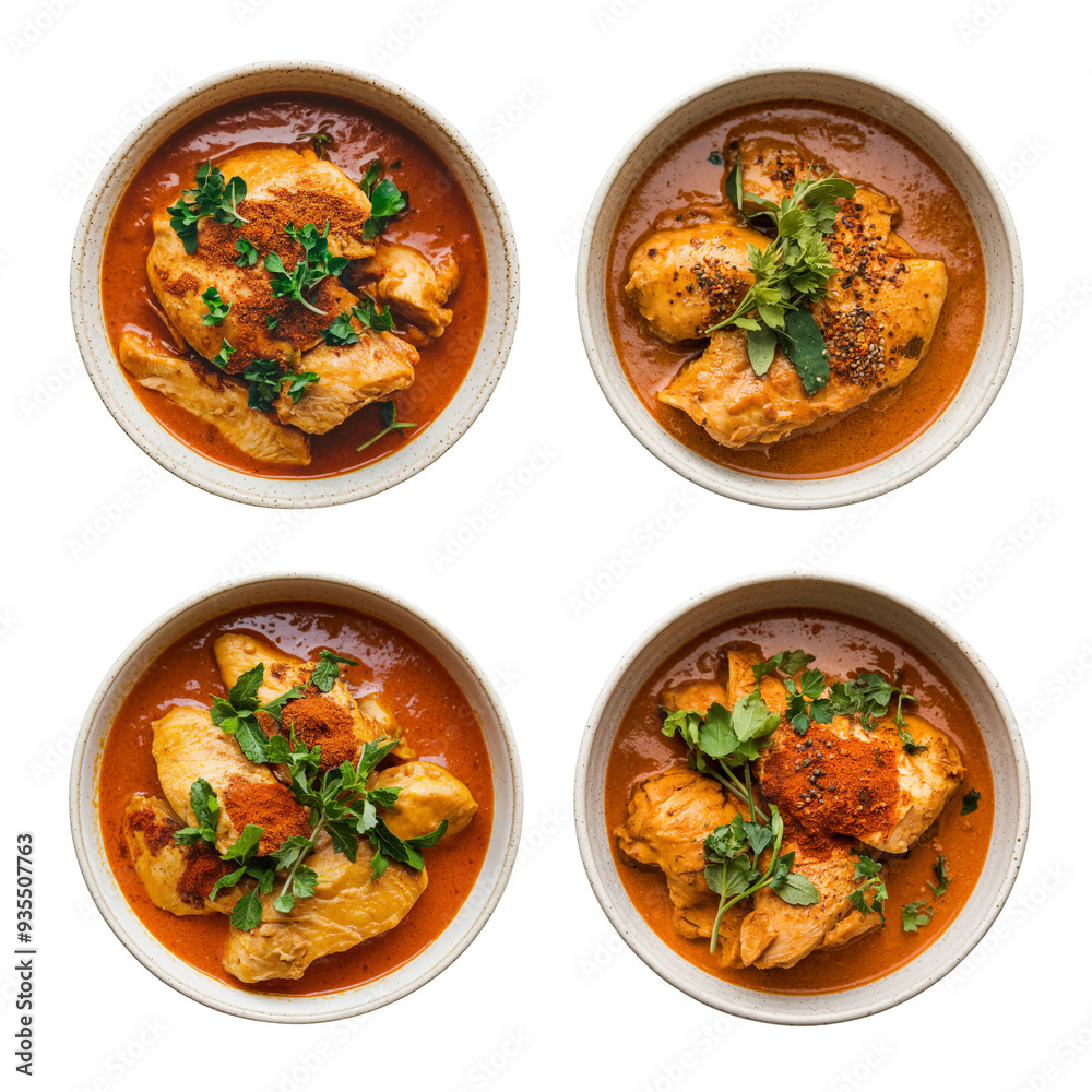 Top View of Chicken Curry in White Ceramic Bowl Top View of Chicken Curry in White Ceramic Bowl