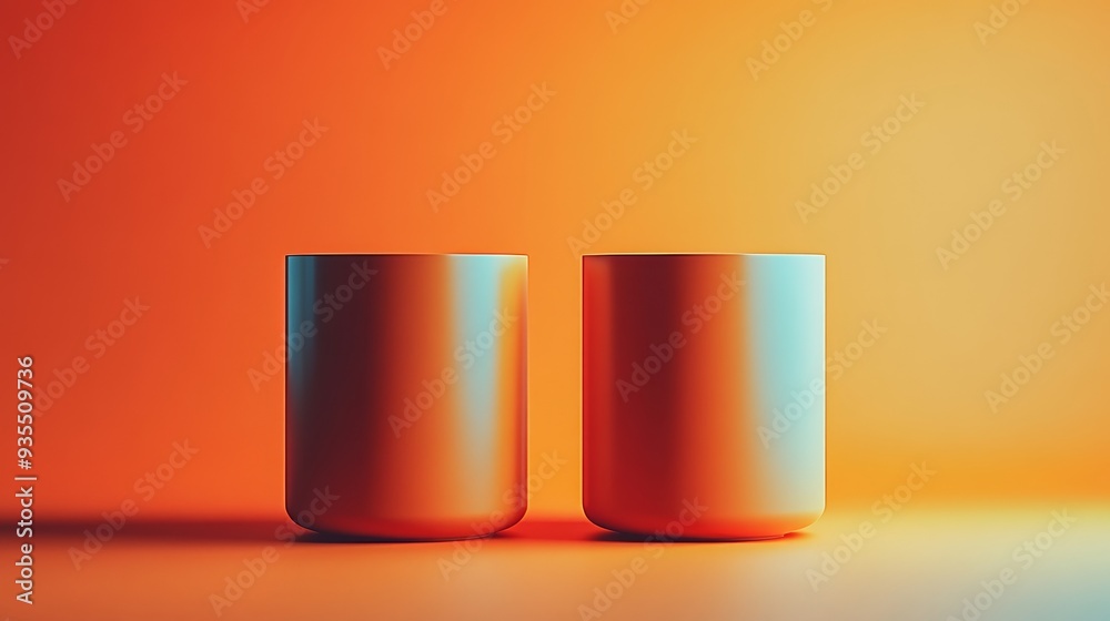 Two empty coffee cups are sitting on a table Two empty coffee cups are sitting on a table