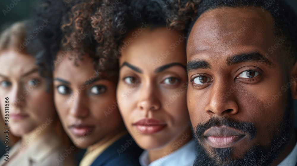 A group of four individuals stands close together, each displaying unique features and styles, symbolizing diversity and inclusion in a modern environment A group of four individuals stands close together, each displaying unique features and styles, symbolizing diversity and inclusion in a modern environment