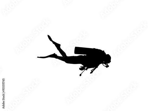 Silhouette of the Diving, Flat style, can use for Logo Gram, Sticker, Pictogram, Website, Apps, Diving Illustration or Graphic Design Element. Vector Illustration 