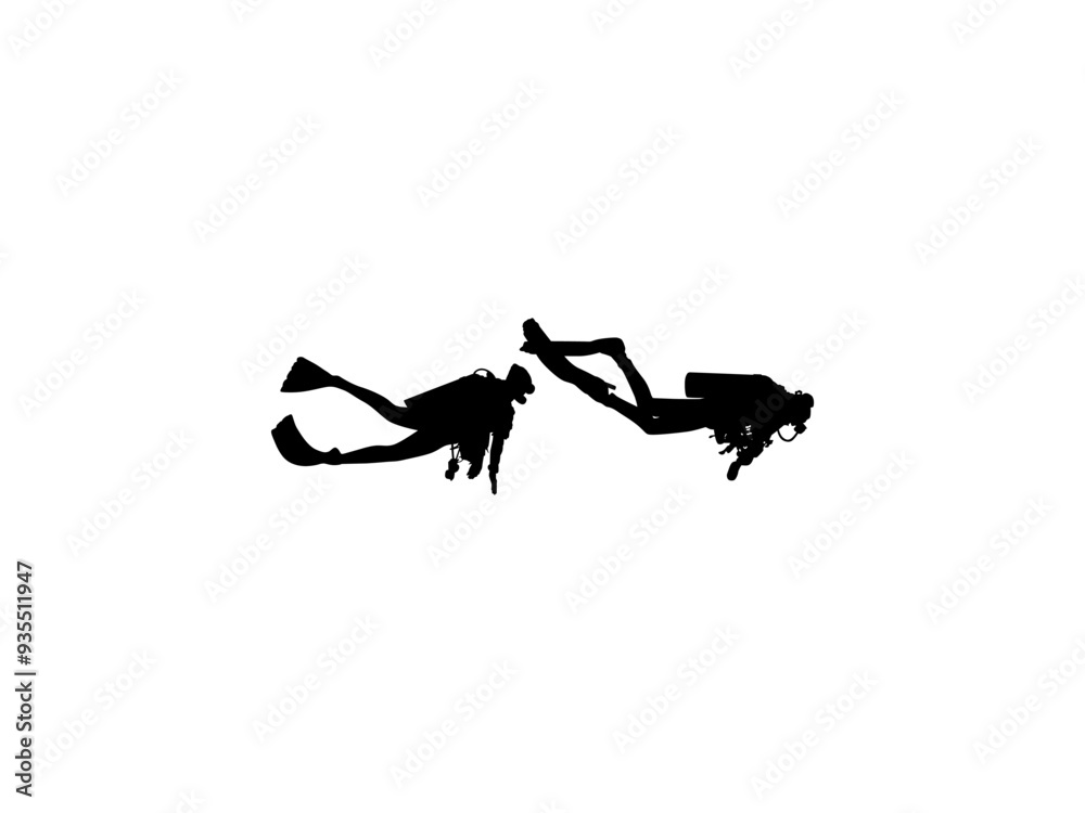 Silhouette of the Diving, Flat style, can use for Logo Gram, Sticker, Pictogram, Website, Apps, Diving Illustration or Graphic Design Element. Vector Illustration Silhouette of the Diving, Flat style, can use for Logo Gram, Sticker, Pictogram, Website, Apps, Diving Illustration or Graphic Design Element. Vector Illustration