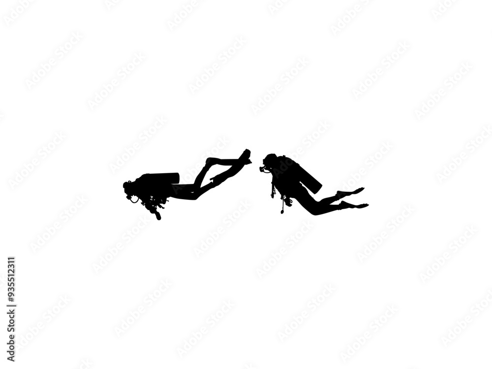 Silhouette of the Diving, Flat style, can use for Logo Gram, Sticker, Pictogram, Website, Apps, Diving Illustration or Graphic Design Element. Vector Illustration Silhouette of the Diving, Flat style, can use for Logo Gram, Sticker, Pictogram, Website, Apps, Diving Illustration or Graphic Design Element. Vector Illustration