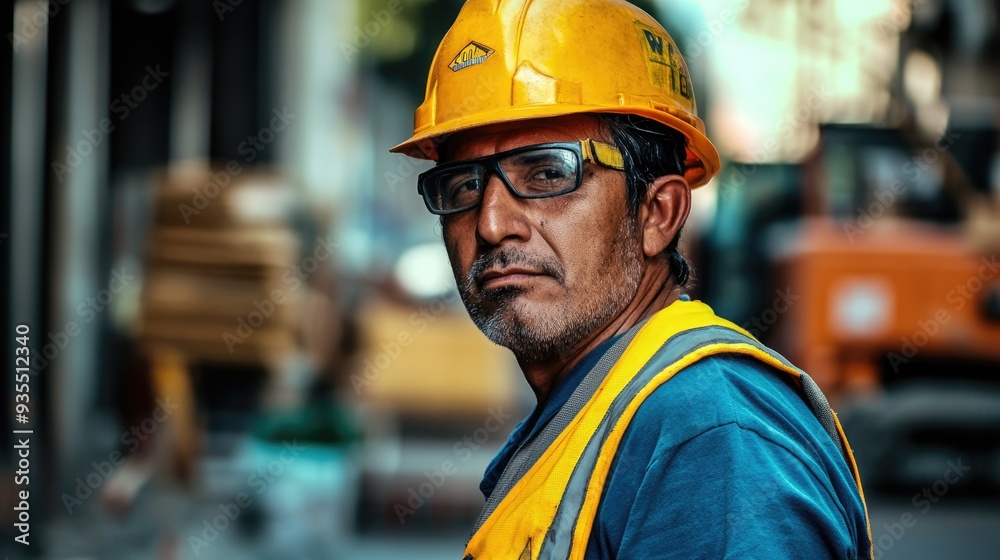 Construction Worker with a Serious Expression