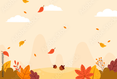 Flat design of natural autumn landscape background illustration